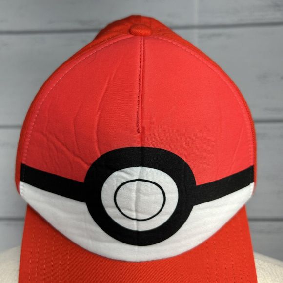 Pokemon Boys' Baseball Hat Snapback Cap Poke Ball Red White Youth Size - Picture 2 of 7